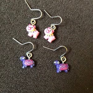 Pig and turtle earrings